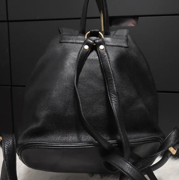 MCM Vintage Black Leather Backpack Bag